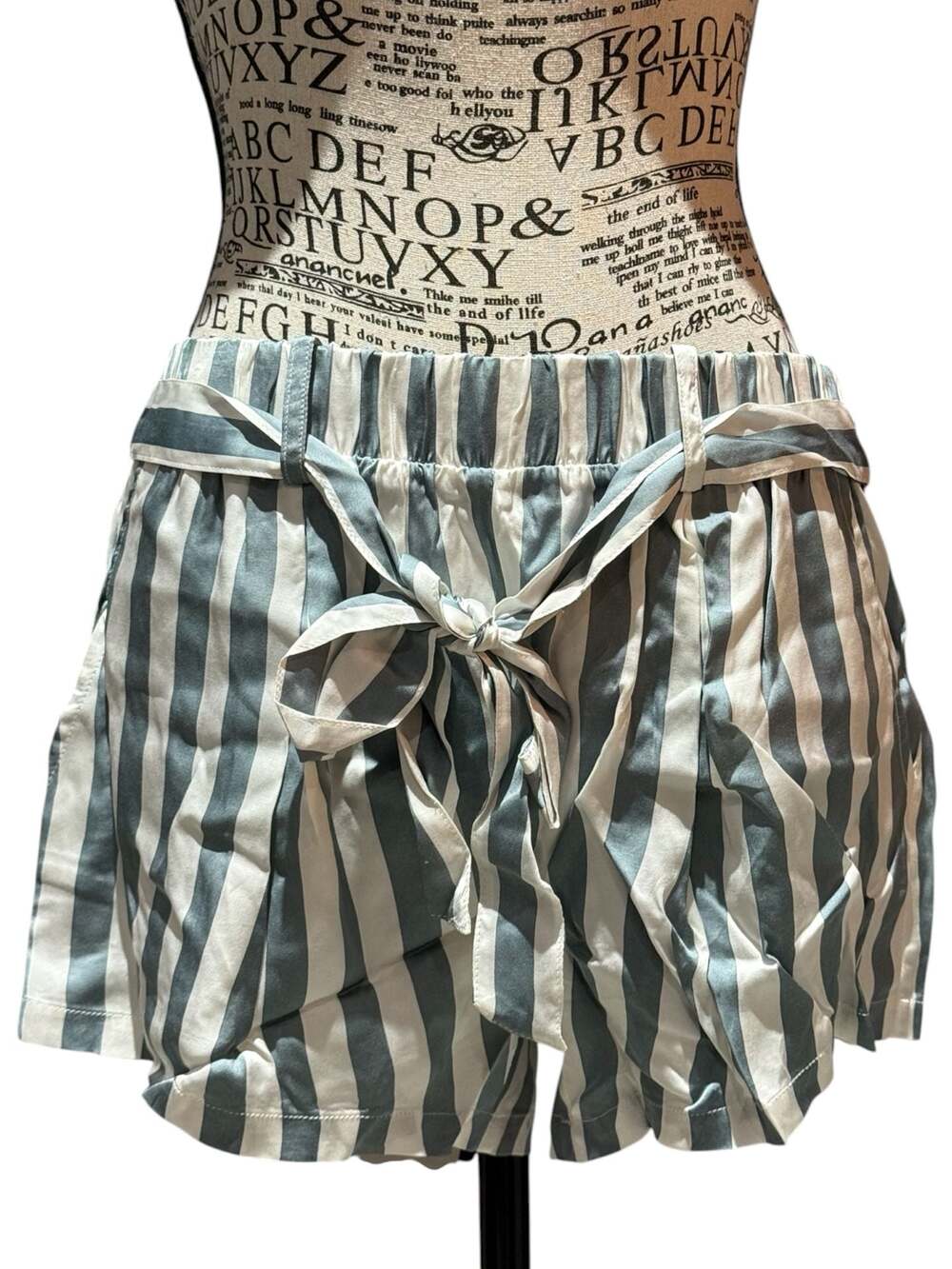 Chaser NWT Blue & White Stripe Paperbag Shorts Tie Waist Large Pockets